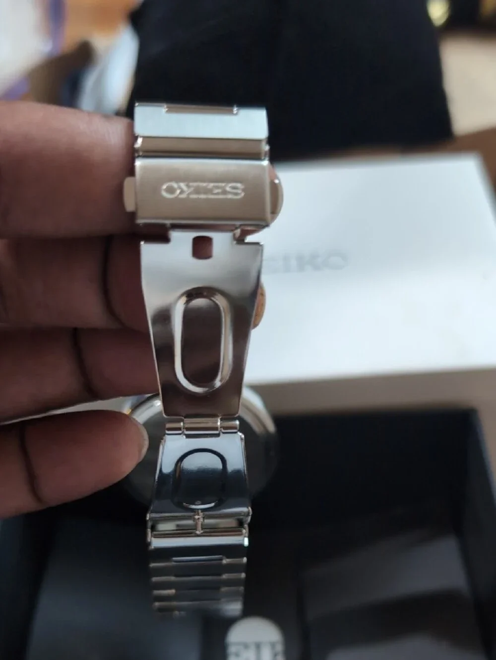 Seiko Black and Silver Target Dial Stainless Steel Watch